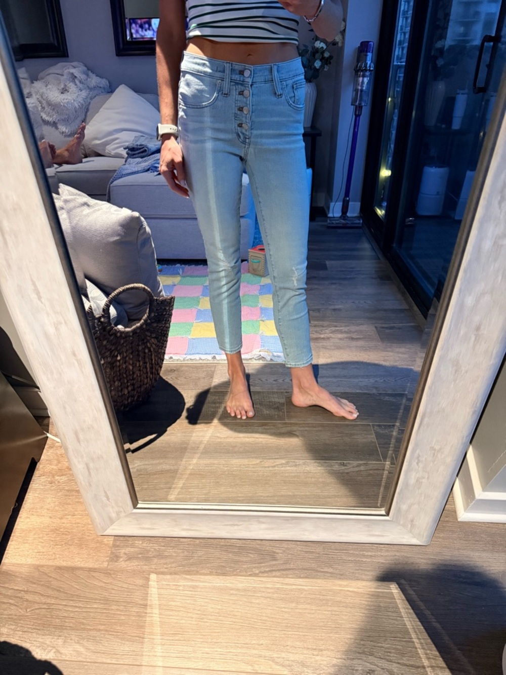 Madewell Skinny Light Blue High-Rise Cropped Button-Fly Jeans
